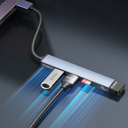 „Orico AH-A13“ USB-A šakotuvo prijungimo stotelė, 1x USB-A 3.0 + 3x USB-A 2.0 - pilka