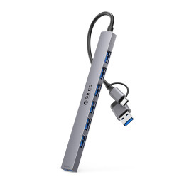 „Orico YSA2-U3“ USB-A/ USB-C šakotuvo prijungimo stotelė, 1x USB-A 3.0 + 6x USB-A 2.0 - pilka