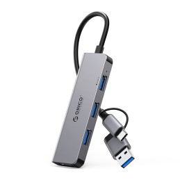 „Orico YSA5-U3“ USB-A/ USB-C šakotuvo prijungimo stotelė, 3x USB-A 2.0 + 1x USB-A 3.0 - pilka