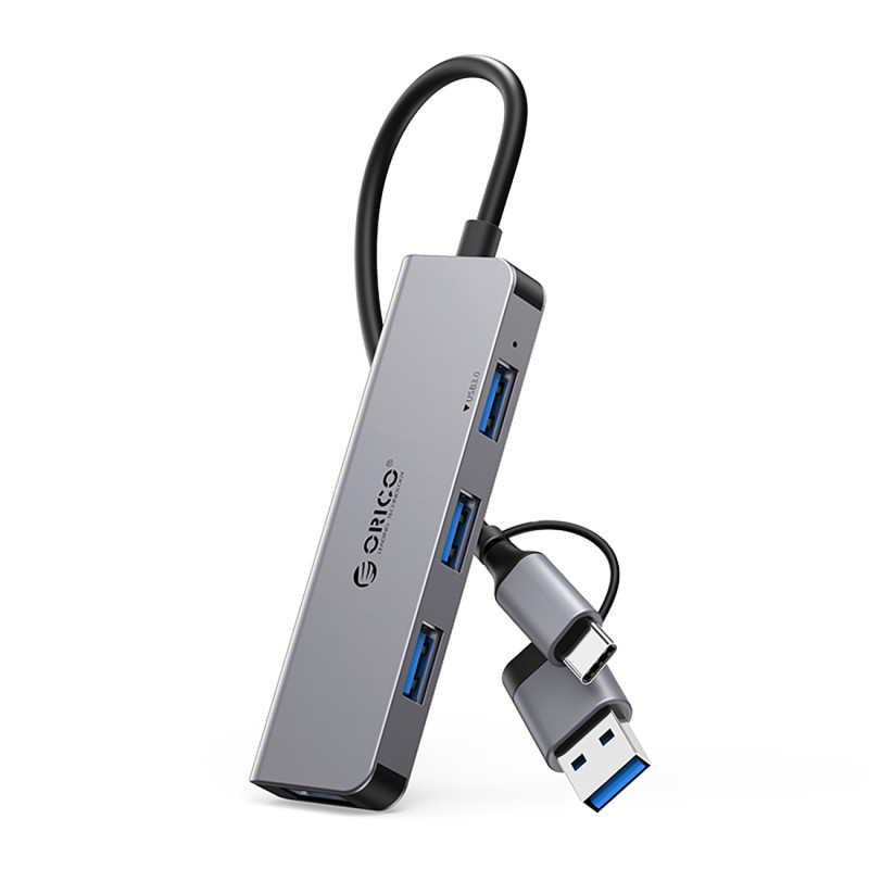 „Orico YSA5-U3“ USB-A/ USB-C šakotuvo prijungimo stotelė, 3x USB-A 2.0 + 1x USB-A 3.0 - pilka