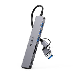 „Orico YSA8-U3“ USB-A/ USB-C šakotuvo prijungimo stotelė, 3x USB-A 2.0 + 1x USB-A 3.0 + 1x USB-C 2.0 + 1x 3,5 mm garso +...