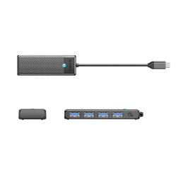 Orico PAPW4A-C3 USB-C šakotuvo prijungimo stotelė 4x USB-A 3.0 - juoda