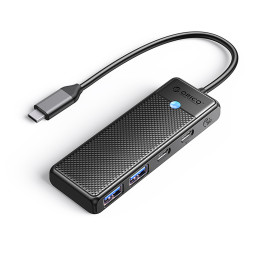 USB-C šakotuvas „Orico PAPW2AC-C3“ su 2 USB-A 3.0 + 2 USB-C 3.0 jungtimis – juodas