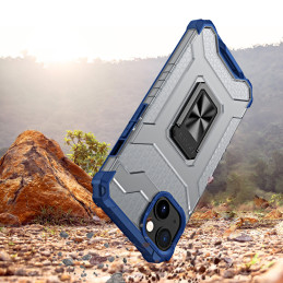 Crystal Ring Case šarvuotas hibridinis korpuso dangtelis + magnetinis laikiklis iPhone 12 mini mėlynas
