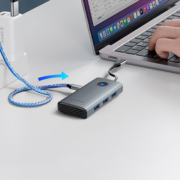 „Orico PW11-5P“ USB-C šakotuvo prijungimo stotelė, 1x USB-A 3.0 + 2x USB-A 2.0 + 1x USB-C PD + 1x HDMI – pilka