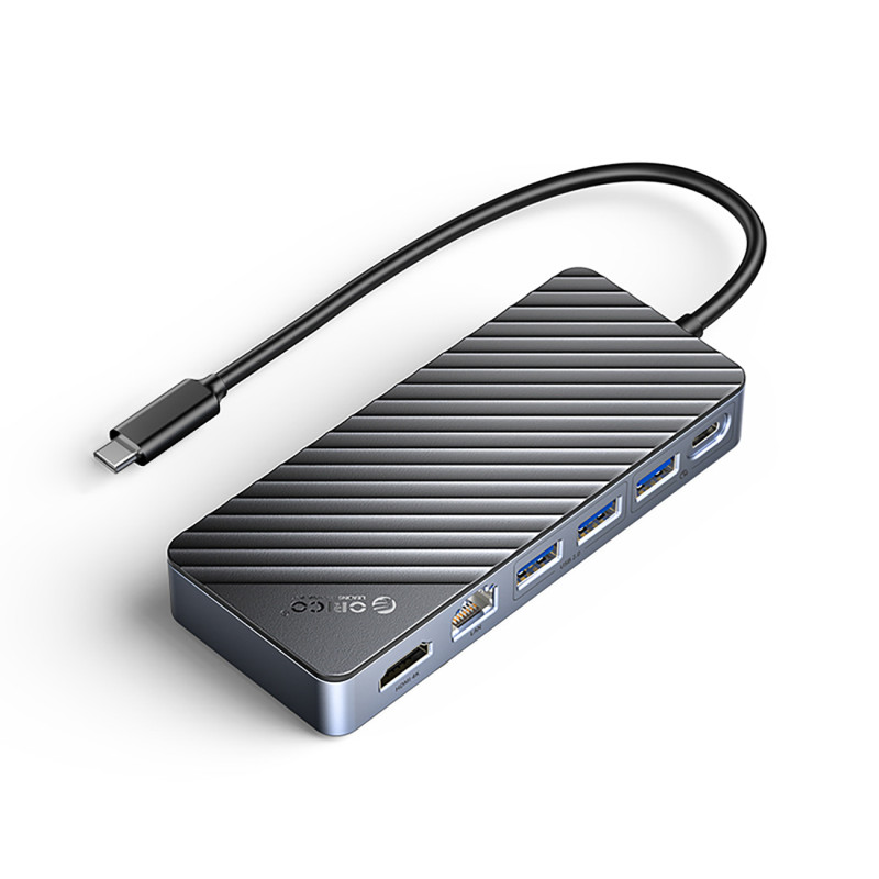 „Orico OM28PR-G2“ USB-C prijungimo stotelė su M.2 disko lizdu + 1 x USB-A 3.2 + 1 x USB-C 3.2 + 2 x USB-A 2.0 + 1 x HDMI...