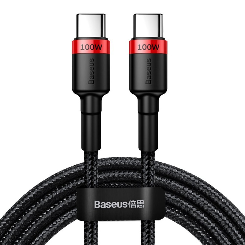 Baseus CATKLF-AL91 USB-C - USB-C PD QC kabelis 100W 5A 480Mb/ s 2m - juoda ir raudona