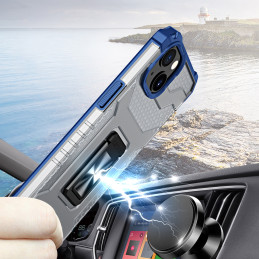 Crystal Ring Case šarvuotas hibridinis korpuso dangtelis + magnetinis laikiklis iPhone 12 mini mėlynas
