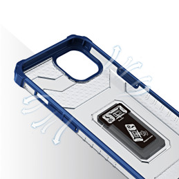Crystal Ring Case šarvuotas hibridinis korpuso dangtelis + magnetinis laikiklis iPhone 12 mini mėlynas