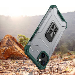 Crystal Ring Case šarvuotas hibridinis korpuso dangtelis + magnetinis laikiklis iPhone 12 žalias