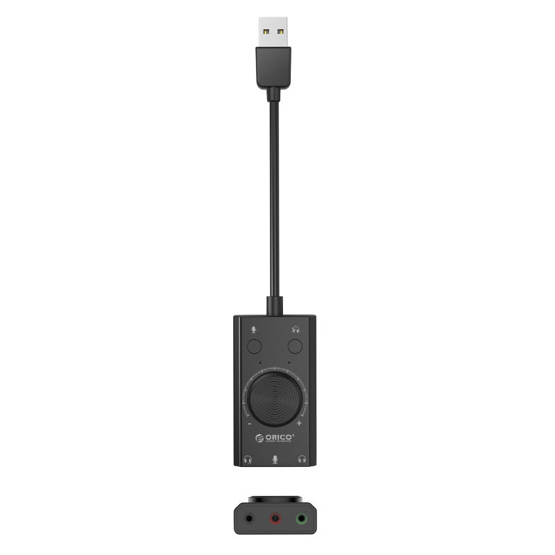 Orico SC2 išorinė daugiafunkcinė garso plokštė su USB-A - juoda