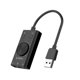 Orico SC2 išorinė daugiafunkcinė garso plokštė su USB-A - juoda