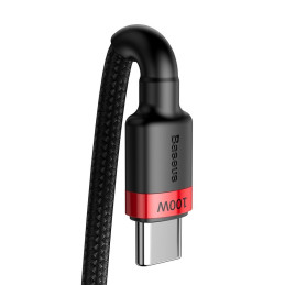 Baseus CATKLF-AL91 USB-C - USB-C PD QC kabelis 100W 5A 480Mb/ s 2m - juoda ir raudona