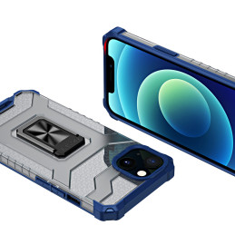 Crystal Ring Case šarvuotas hibridinis korpuso dangtelis + magnetinis laikiklis iPhone 12 mėlynas