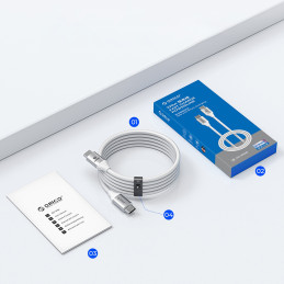 „Orico CDX“ 100 W 5 A maitinimo laidas USB-C - USB-C 1 m laidas - baltas