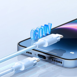 Orico CDX 60W 3A maitinimo šaltinis USB-C - USB-C laidas 1m - mėlynas