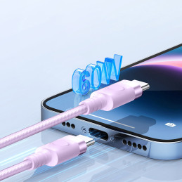 „Orico CDX“ 60 W 3 A maitinimo laidas USB-C - USB-C 1 m laidas - violetinis