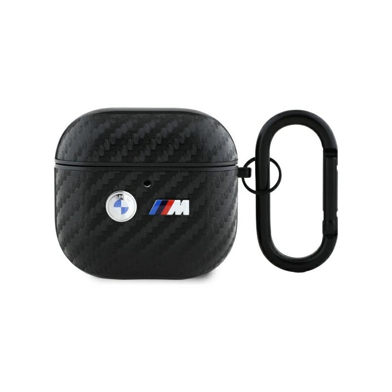 BMW anglies pluošto dvigubo metalinio logotipo dėklas AirPods 4 – juodas