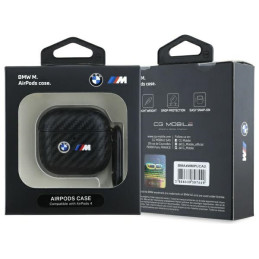 BMW anglies pluošto dvigubo metalinio logotipo dėklas AirPods 4 – juodas