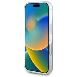 DKNY iPhone 16 dėklas su tekstūros raštu ir dryžiais – juodas