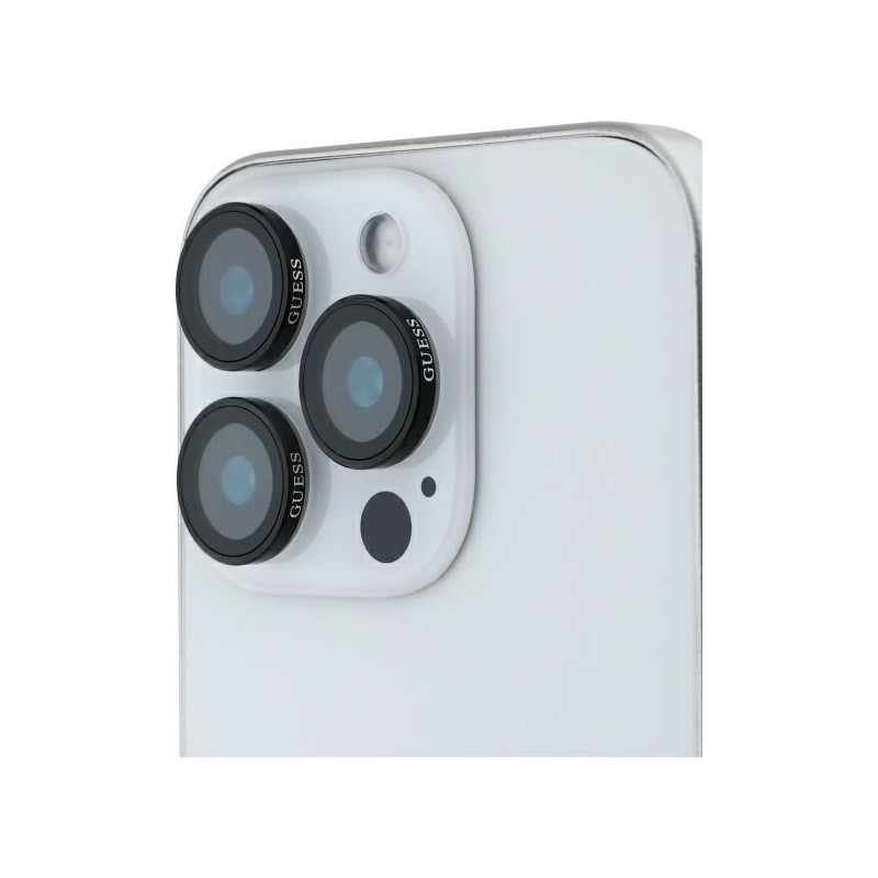 „Guess Max Lens“ apsauginis metalinis grūdintas stiklas iPhone 16 Pro / 16 Pro Max