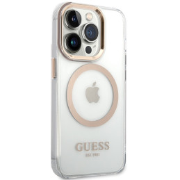 „Guess Metal Outline MagSafe“ dėklas, skirtas „iPhone 15 Pro“ – auksinis