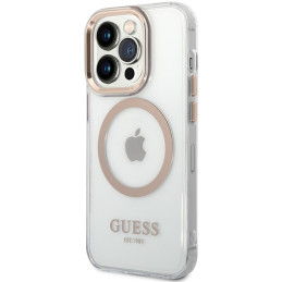 „Guess“ metalinis „Outline Magsafe iPhone 15 Pro Max“ dėklas – auksinis