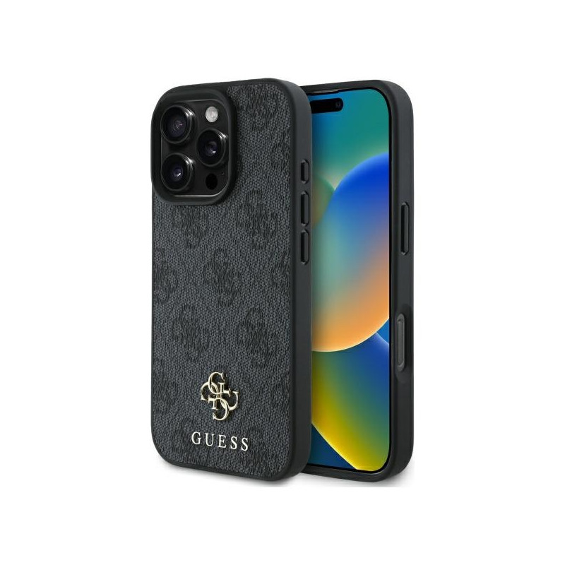 „Guess 4G“ mažas klasikinis „MagSafe“ dėklas, skirtas „iPhone 16 Pro“ – juodas