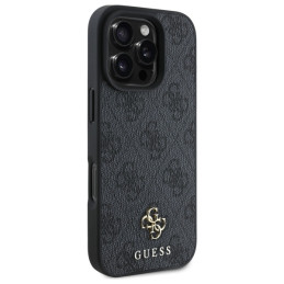 „Guess 4G“ mažas klasikinis „MagSafe“ dėklas, skirtas „iPhone 16 Pro“ – juodas