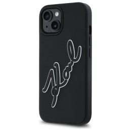 Karl Lagerfeld 3D Rubber Signature iPhone 15 dėklas – juodas