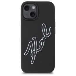 Karl Lagerfeld 3D Rubber Signature iPhone 15 dėklas – juodas