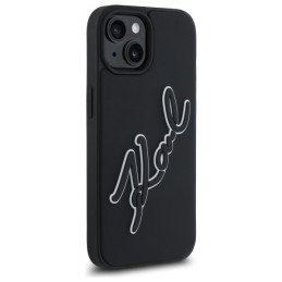 Karl Lagerfeld 3D Rubber Signature iPhone 15 dėklas – juodas