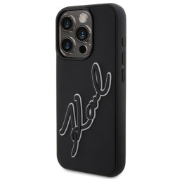 „Karl Lagerfeld“ 3D guminis „Signature“ dėklas, skirtas „iPhone 15 Pro Max“ – juodas