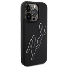 „Karl Lagerfeld“ 3D guminis „Signature“ dėklas, skirtas „iPhone 15 Pro Max“ – juodas