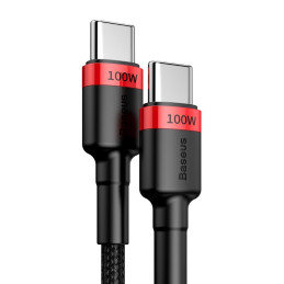 Baseus CATKLF-AL91 USB-C - USB-C PD QC kabelis 100W 5A 480Mb/ s 2m - juoda ir raudona