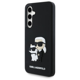 Karl Lagerfeld 3D guminis Karl&Choupette dėklas, skirtas Samsung Galaxy S24 FE - juodas
