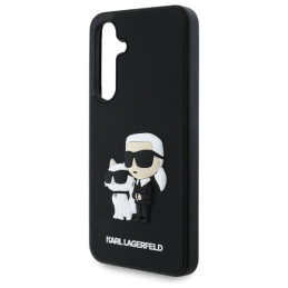 Karl Lagerfeld 3D guminis Karl&Choupette dėklas, skirtas Samsung Galaxy S24 FE - juodas