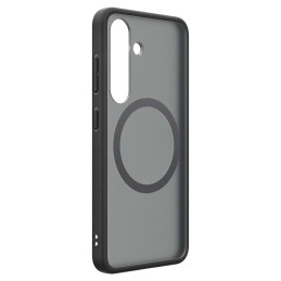 „Spigen Capella GP-FPS931PGBJW“ silikoninis dėklas su „MagFit“ magnetiniu žiedu, skirtas „Samsung Galaxy S25“ - juodas