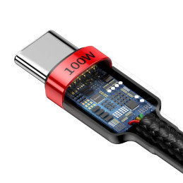 Baseus CATKLF-AL91 USB-C - USB-C PD QC kabelis 100W 5A 480Mb/ s 2m - juoda ir raudona
