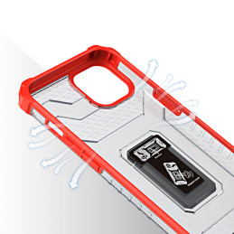 Crystal Ring Case šarvuotas hibridinis korpuso dangtelis + magnetinis laikiklis iPhone 13 raudonas