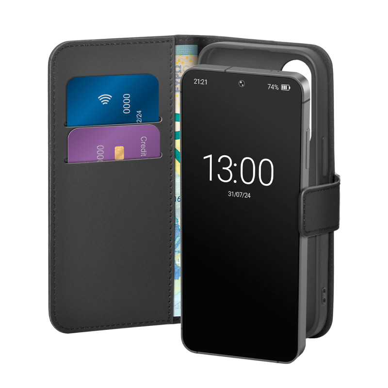 „Puro“ knygelės dėklas su atvartu ir dėklu, skirtas „Samsung Galaxy S25“ – juodas