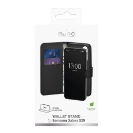 „Puro“ knygelės dėklas su atvartu ir dėklu, skirtas „Samsung Galaxy S25“ – juodas