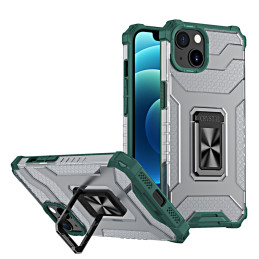 Crystal Ring Case šarvuotas hibridinis korpuso dangtelis + magnetinis laikiklis iPhone 13 žalias