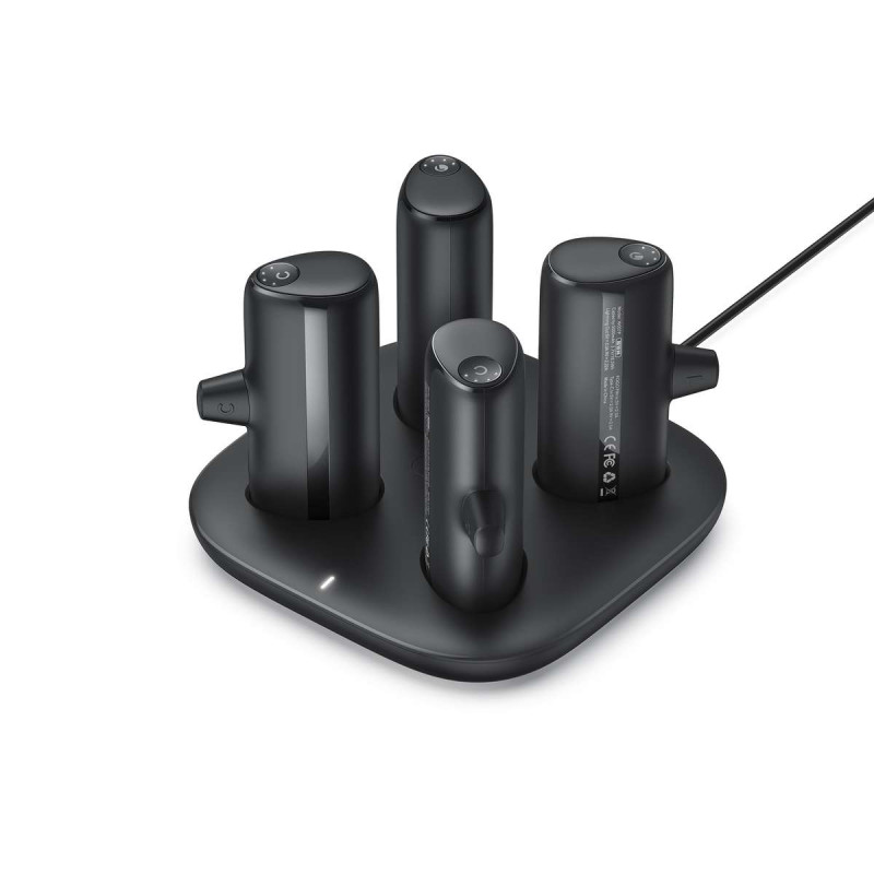 4 „Veger W007CK“ 5000mAh išorinių baterijų rinkinys (2 x „Lightning“ + 2 x USB-C) su įkrovimo stotele - juodos spalvos