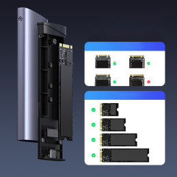 „Ugreen CM767 M.2 NVMe/ SATA SSD“ disko korpusas – sidabrinis