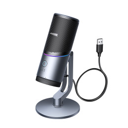 Ugreen CM769 stalinis mikrofonas su USB-A, RGB LED - sidabrinis