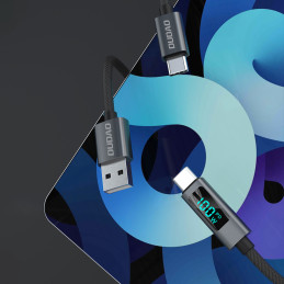 Dudao L7C USB-C - USB-C 100W laidas su LED ekranu 1m - juodas