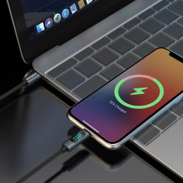 Dudao L7C USB-C - USB-C 100W laidas su LED ekranu 1m - juodas