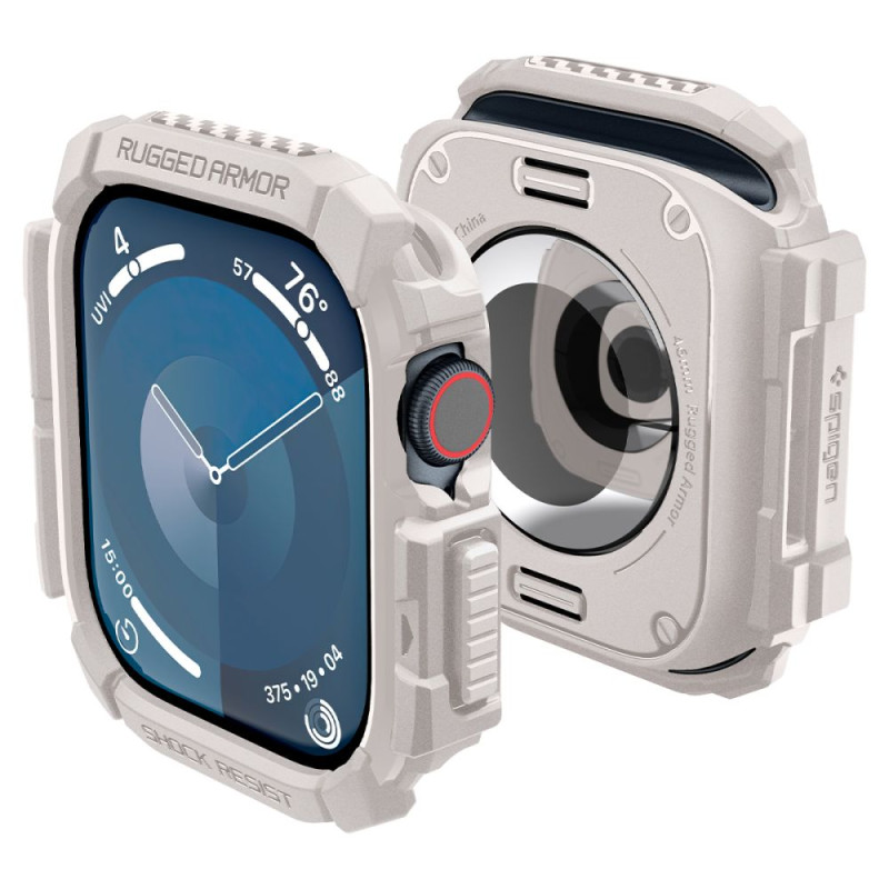 „Spigen Rugged Armor“ dirželis, skirtas „Apple Watch 10“ (46 mm) – smėlio spalvos
