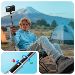„Tech-Protect GA100“ monopadas ir asmenukių lazda, skirta „GoPro“ / „DJI“ – juoda